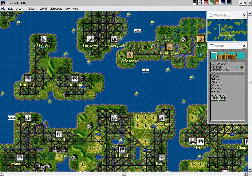 Sid Meier's Civilization (Win 3.x) — in-game screenshot 1