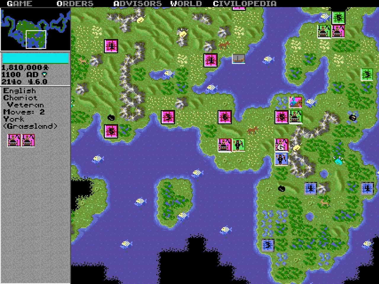 The English empire in 1100 AD on a generated world — the web port's map view